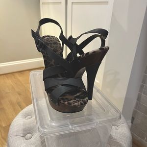 Jessica Simpson Pumps Size 9 Grey Straps Wooden Sole/heels